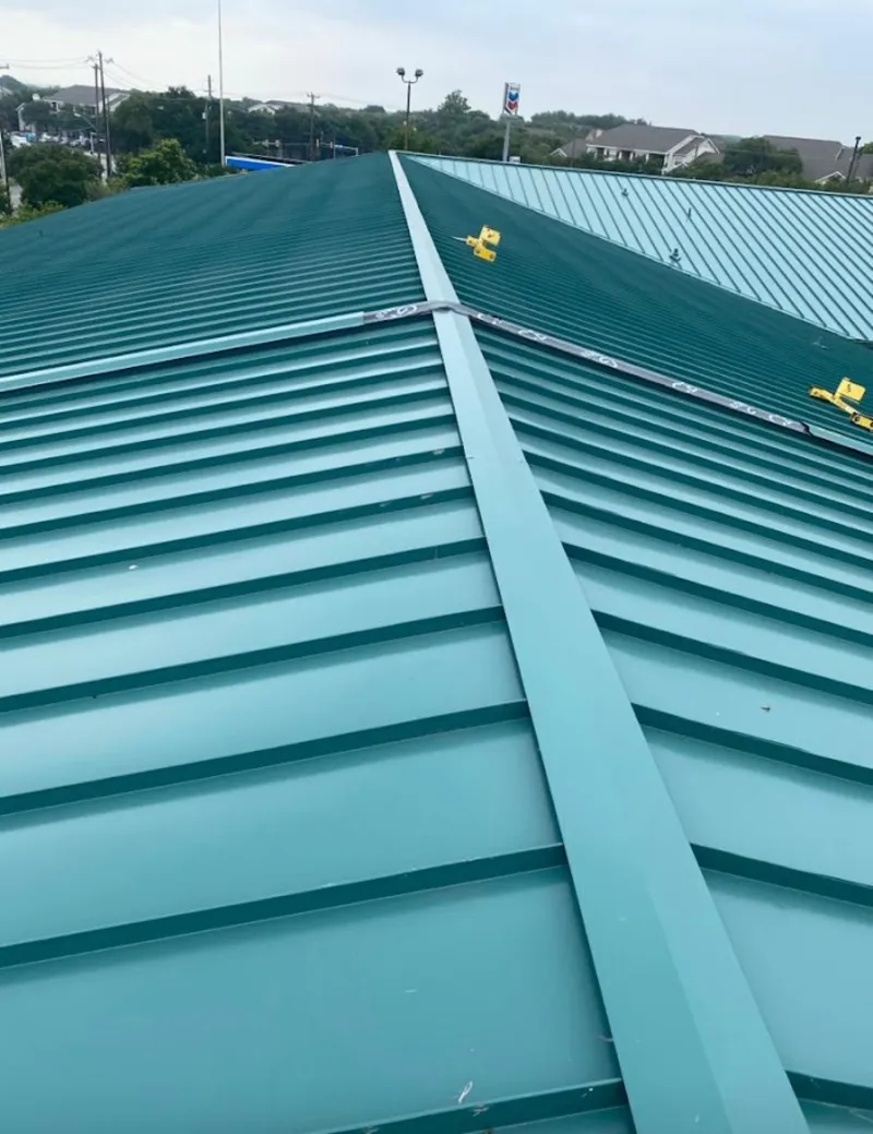 Green commercial metal roof ridge and valley for Metal Roof Repair in Whitemarsh Island